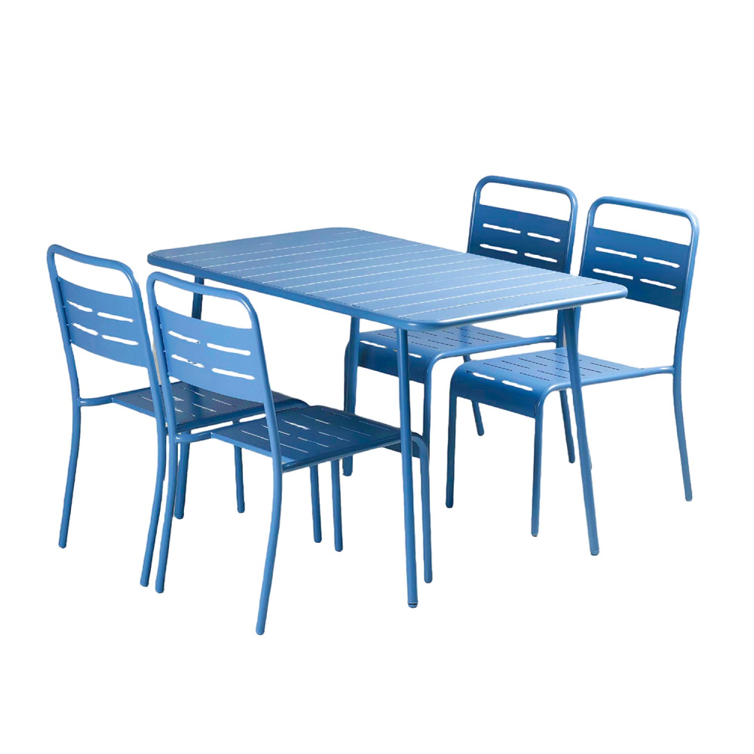 Ensemble table de jardin 120 cm et 4 chaises bleu FALCOU