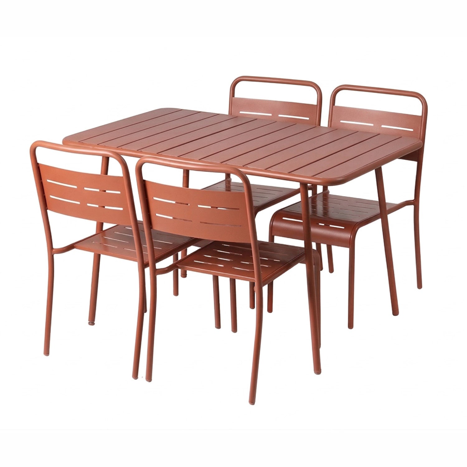 Ensemble table de jardin 120 cm et 4 chaises terracotta FALCOU