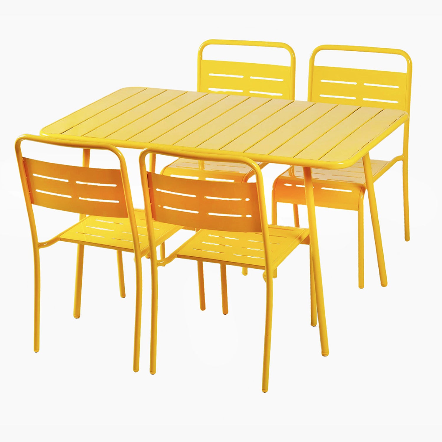 Ensemble table de jardin 120 cm et 4 chaises jaune FALCOU