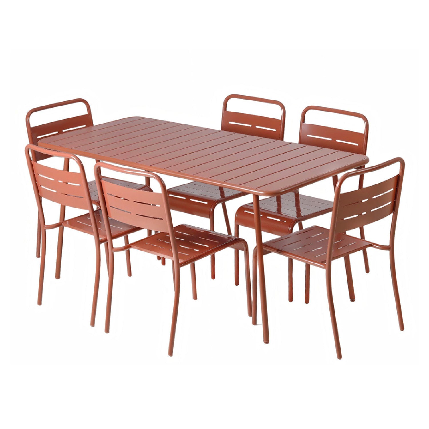 Ensemble table de jardin 160 cm et 6 chaises terracotta FALCOU