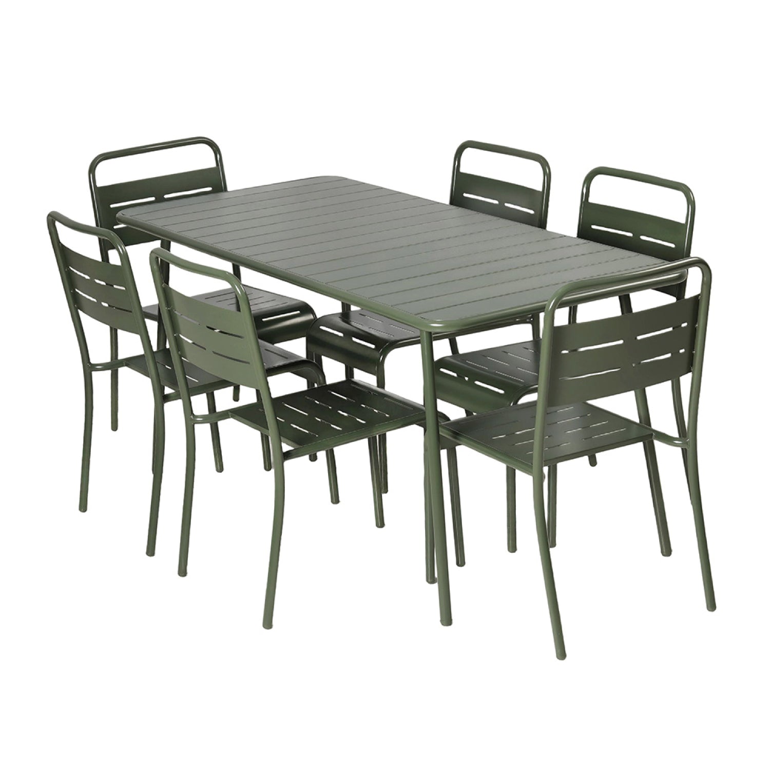 Ensemble table de jardin 160 cm et 6 chaises vert FALCOU