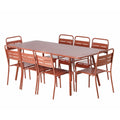 Ensemble table de jardin 200 cm et 8 chaises terracotta FALCOU