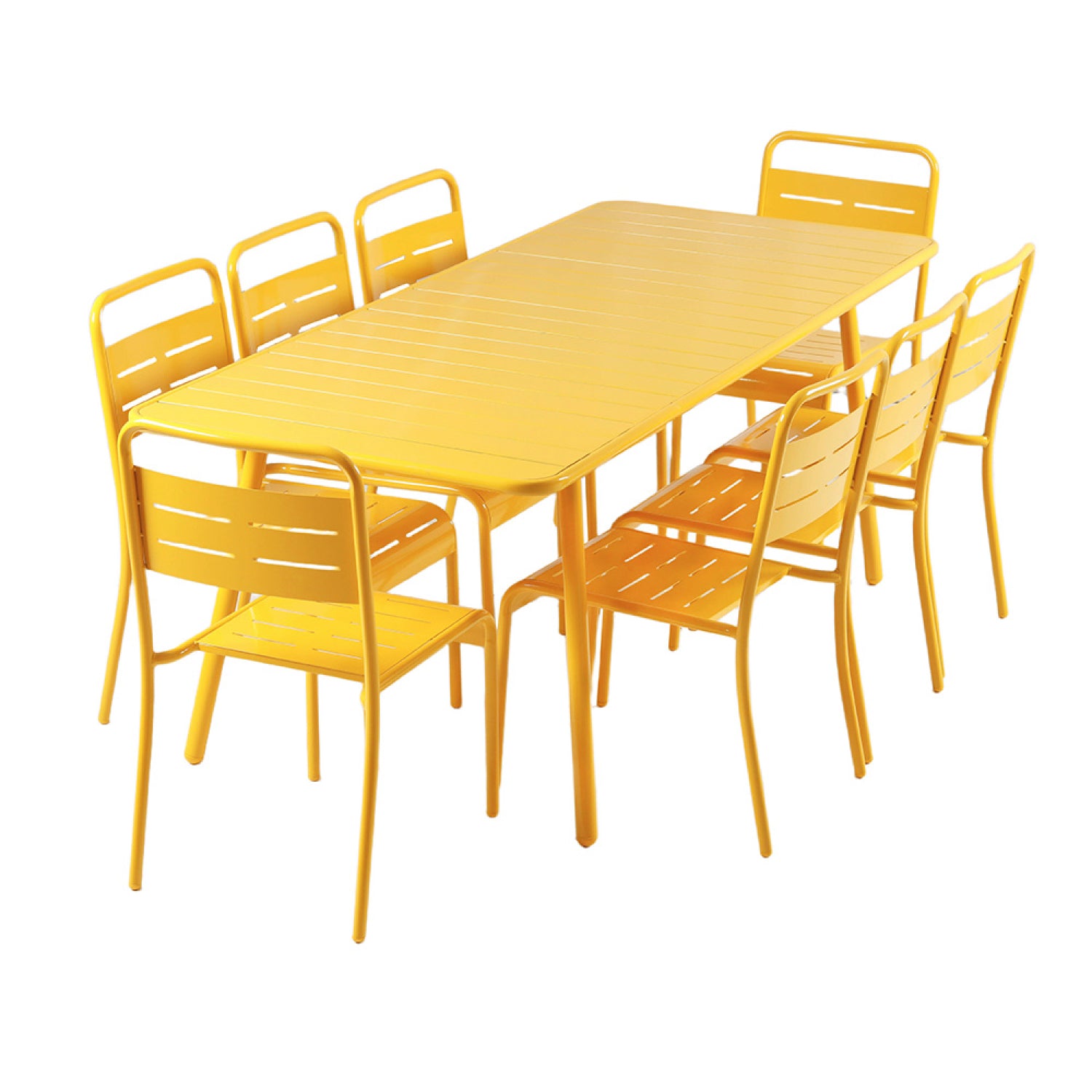 Ensemble table de jardin 200 cm et 8 chaises jaune FALCOU