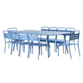 Ensemble table de jardin 234 cm et 10 chaises bleu FALCOU