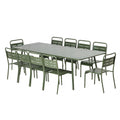 Ensemble table de jardin 234 cm et 10 chaises vert FALCOU