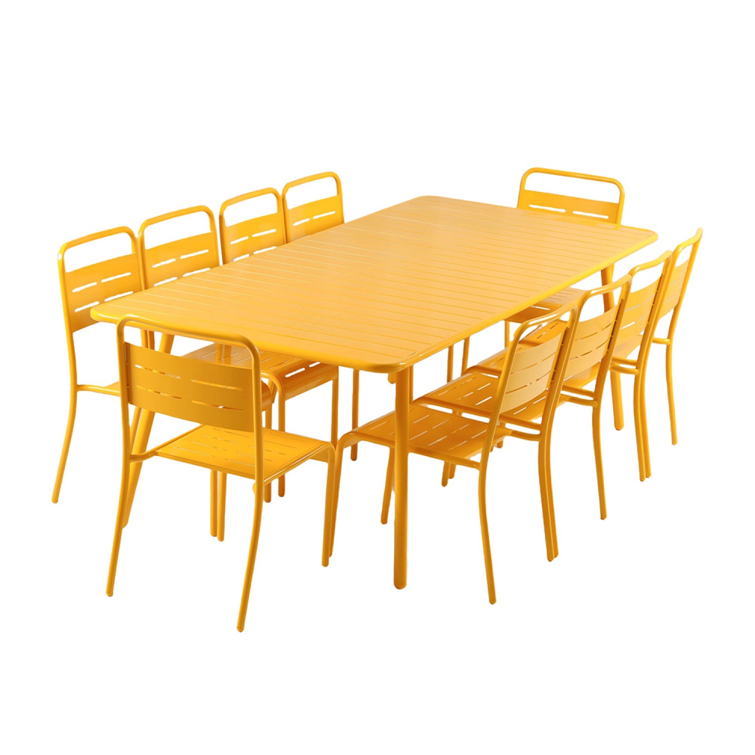 Ensemble table de jardin 234 cm et 10 chaises jaune FALCOU