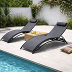 Lot de 2 transats ajustables noir et gris MANADO