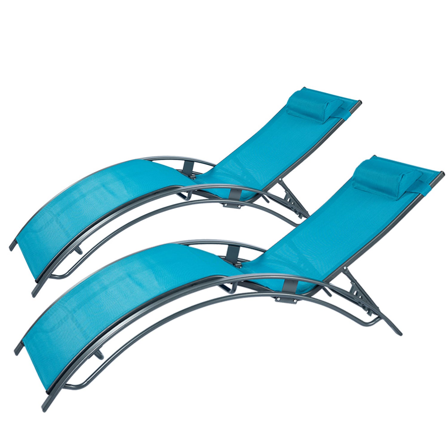 Lot de 2 transats ajustables gris et bleu MANADO