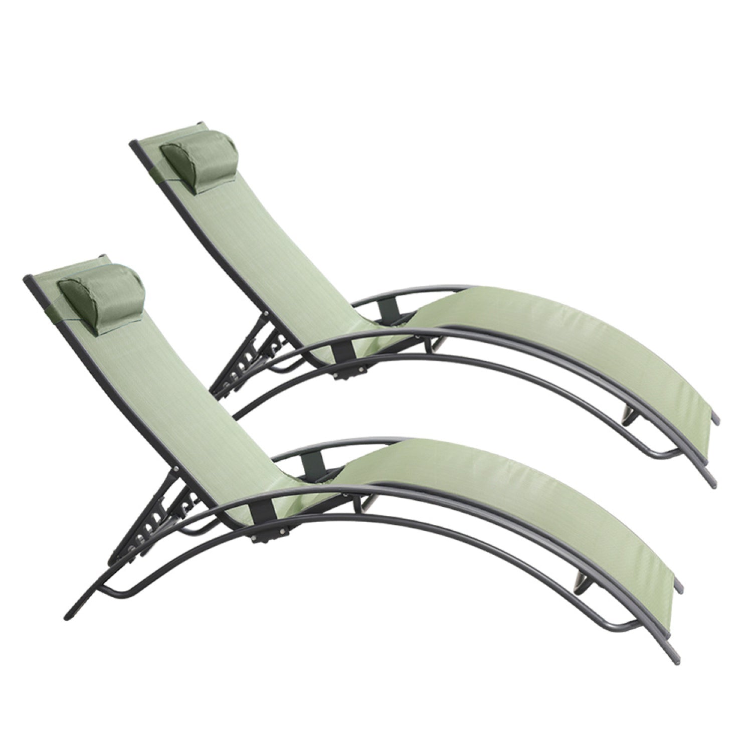 Lot de 2 transats ajustables gris et kaki MANADO