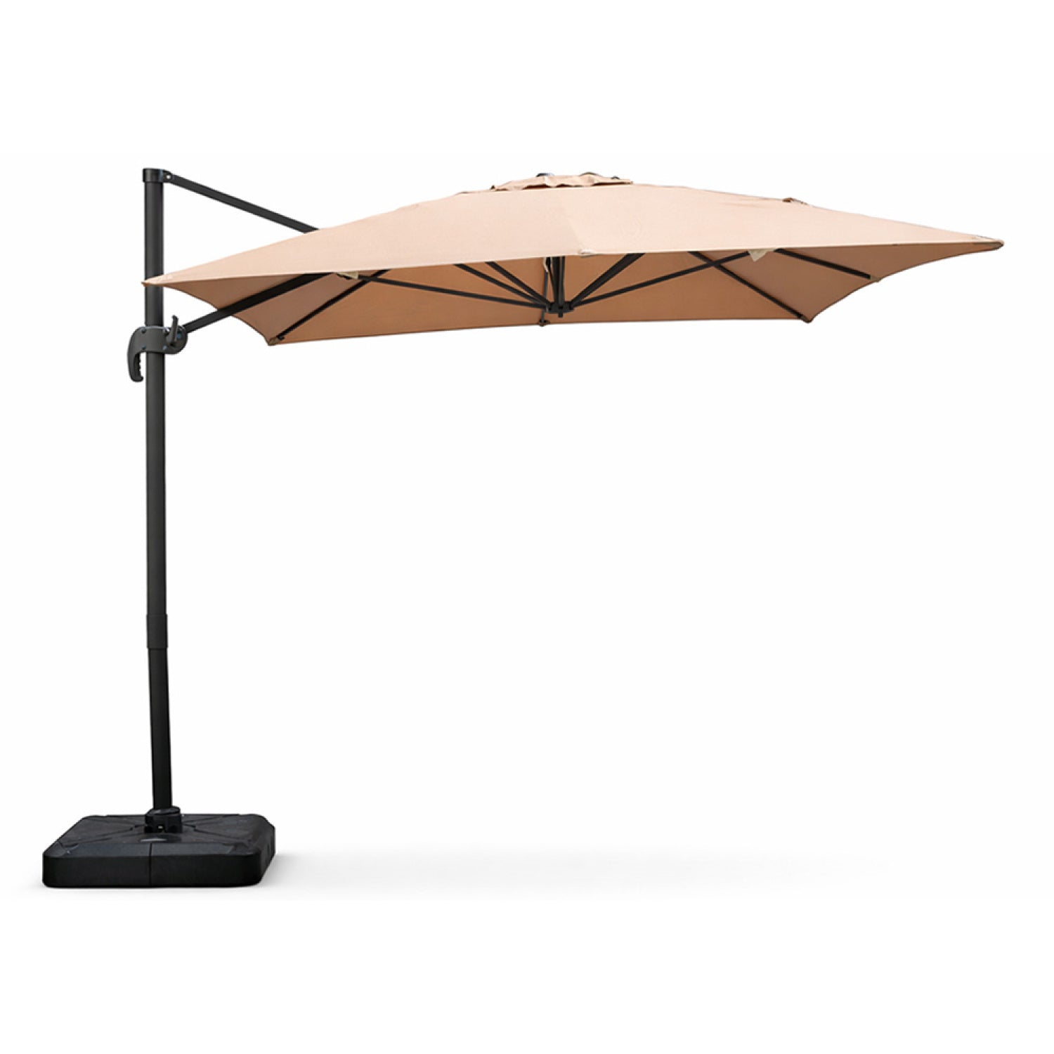 Parasol rectangulaire 3x4m déporté rotatif taupe en aluminium KORIVA