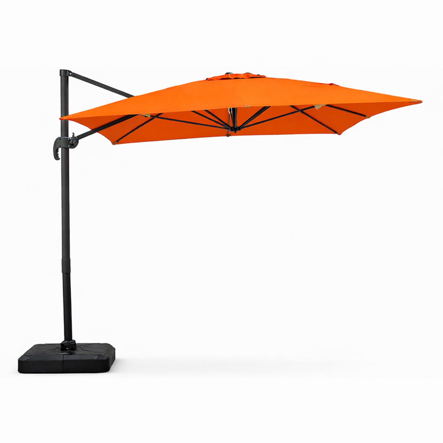 Parasol rectangulaire 3x4m déporté rotatif orange en aluminium KORIVA