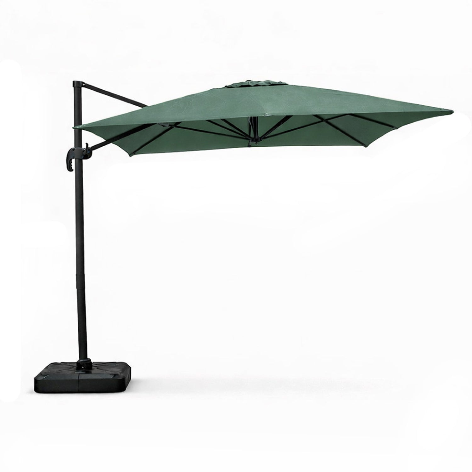 Parasol rectangulaire 3x4m déporté rotatif vert en aluminium KORIVA