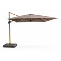 Parasol rectangulaire 3x4m déporté rotatif gris pied effet bois en aluminium KORIVA