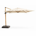 Parasol rectangulaire 3x4m déporté rotatif écru pied effet bois en aluminium KORIVA