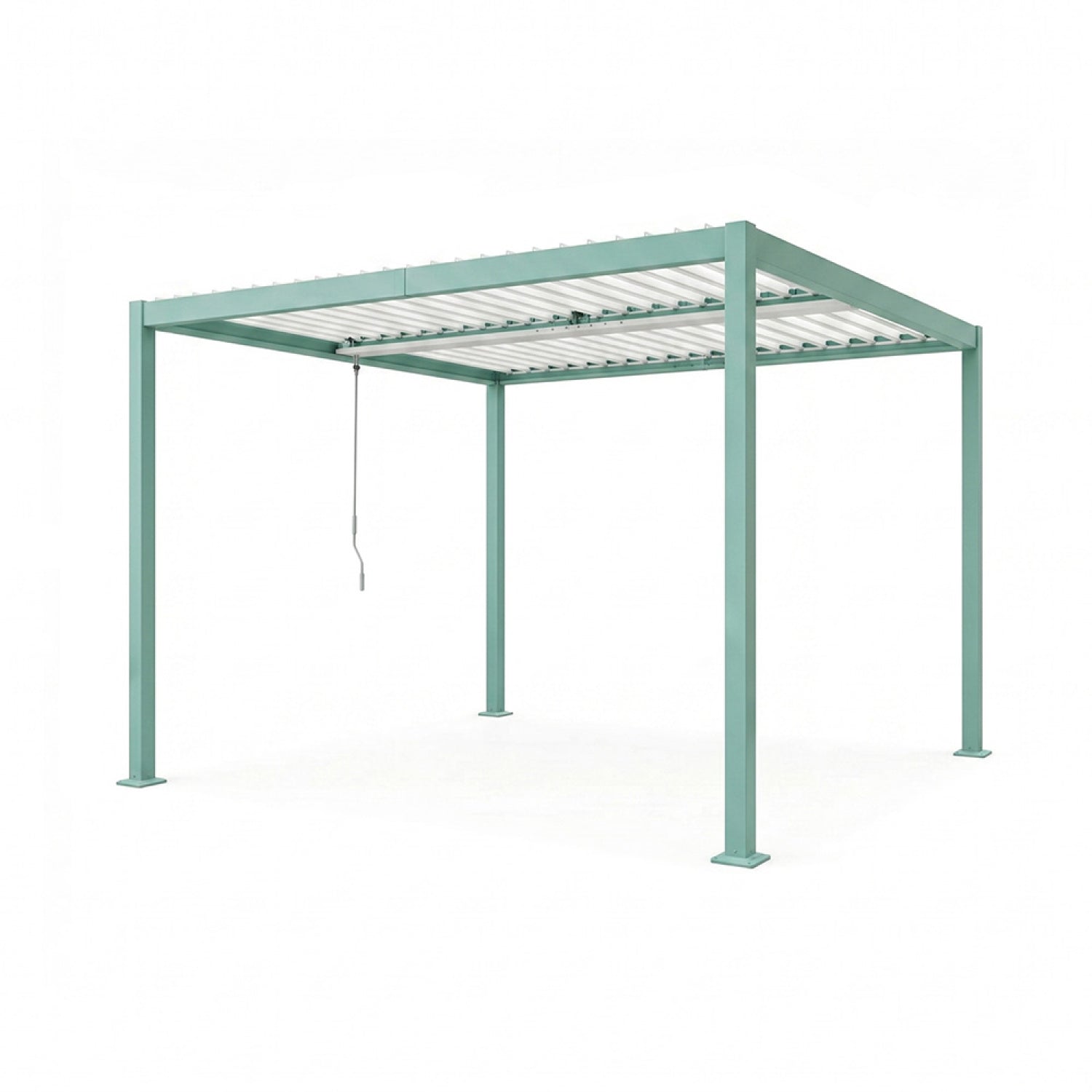 Pergola bioclimatique structure et lames orientables en aluminium vert 3x3m LINDOS