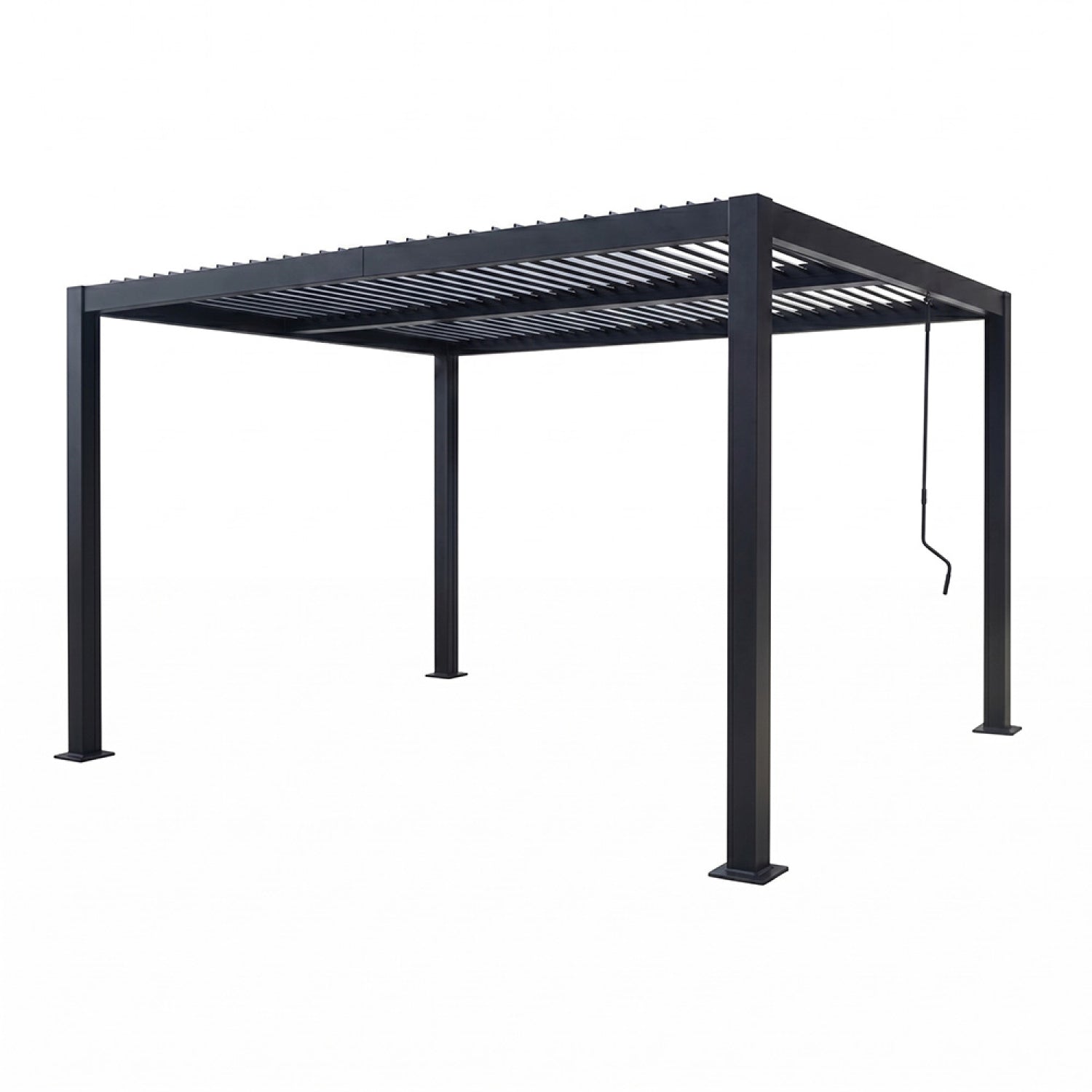 Pergola bioclimatique structure et lames orientables en aluminium noir 4x3m LINDOS