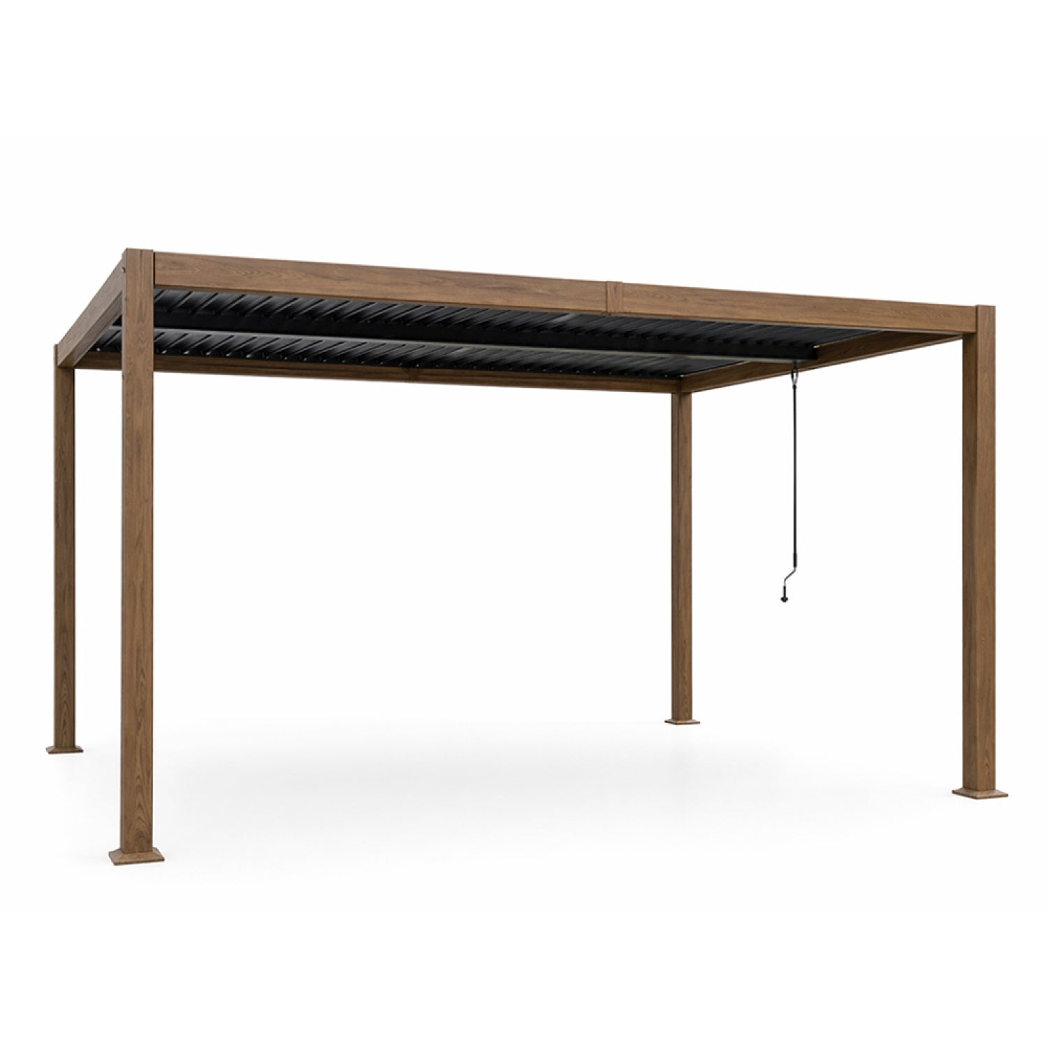 Pergola bioclimatique structure et lames orientables en aluminium effet bois 4x3m LINDOS