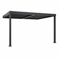 Pergola bioclimatique adossée en aluminium noir 3x3m KAMARES