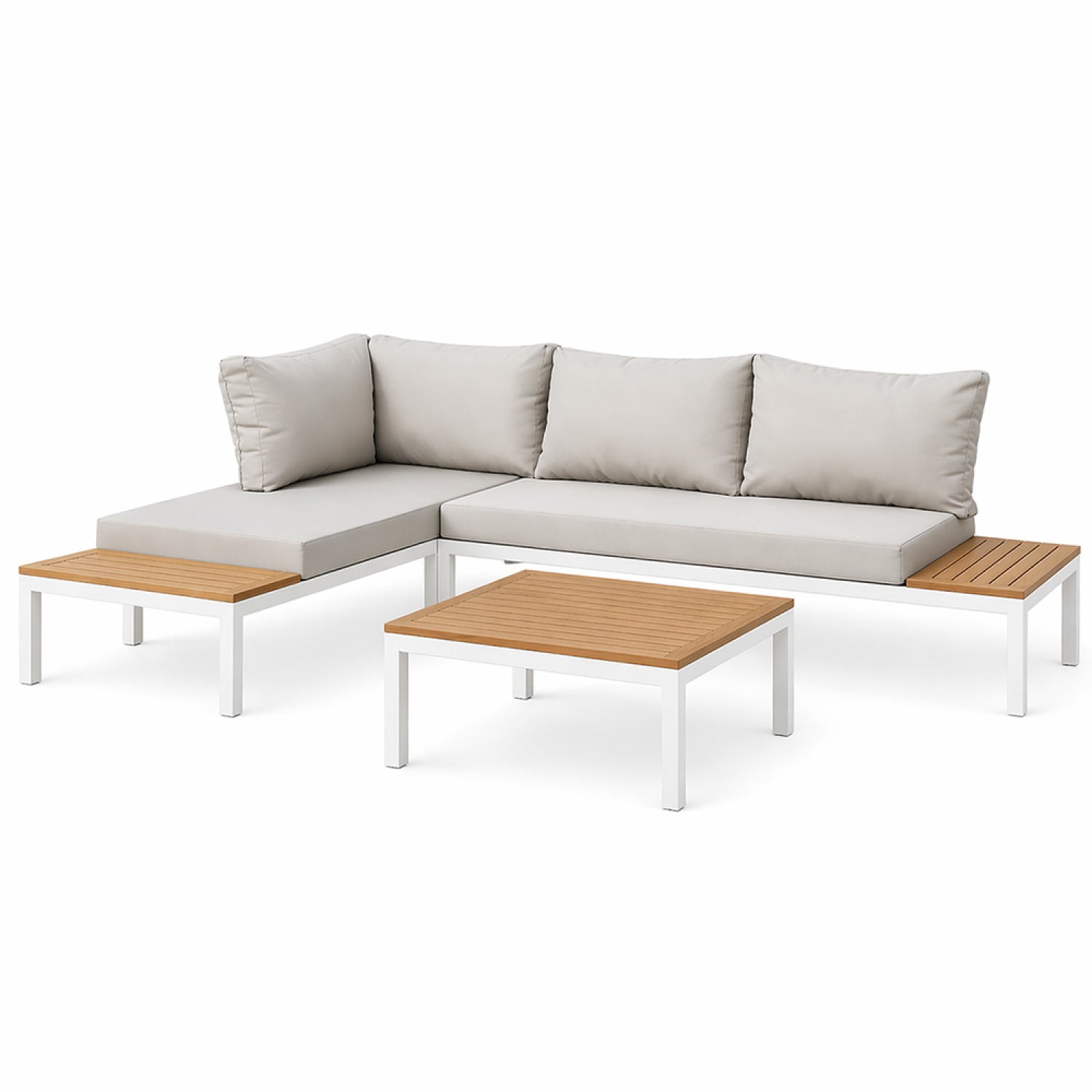 Salon de jardin 3/4 places avec table basse blanc et gris NAUPLIE