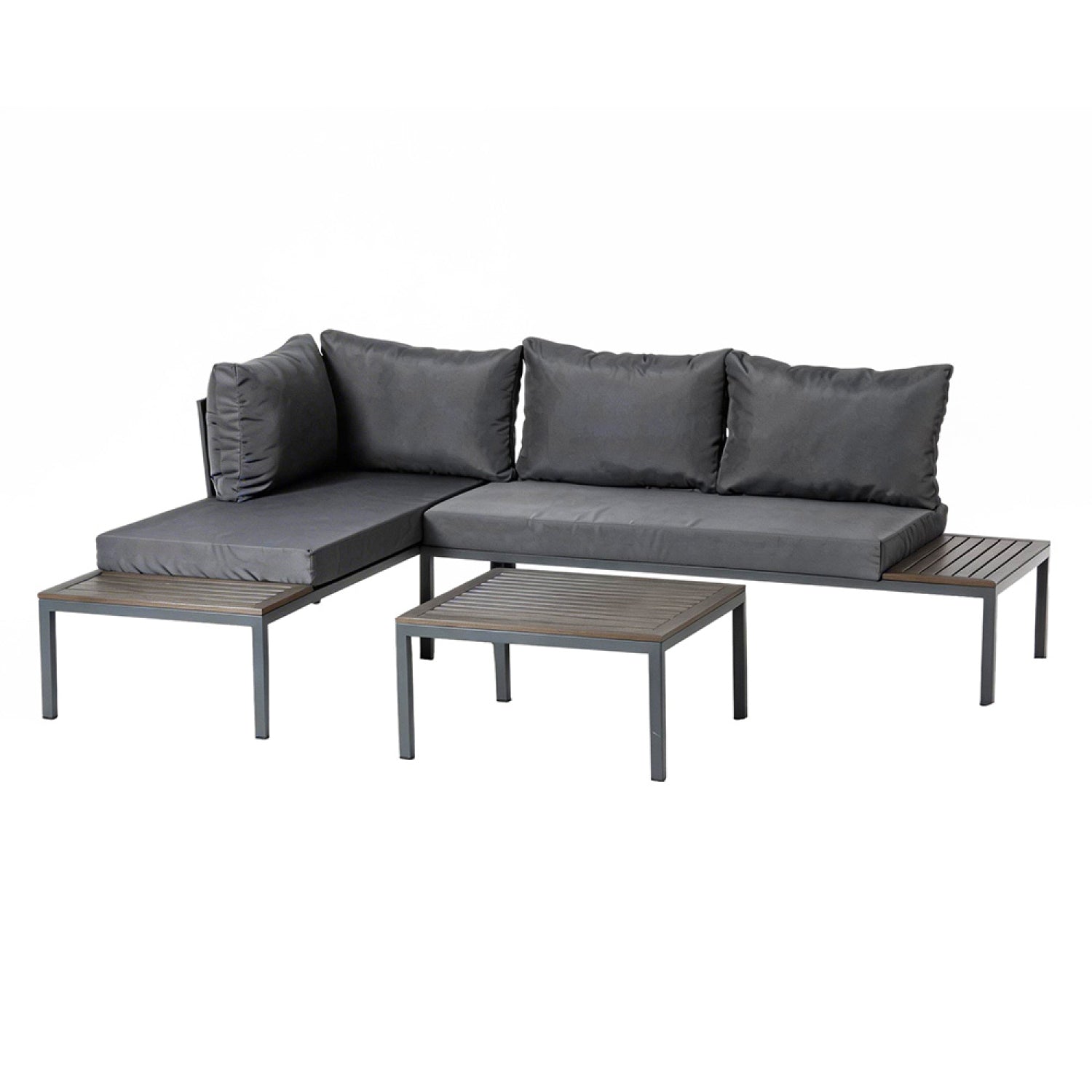 Salon de jardin 3/4 places avec table basse gris foncé NAUPLIE