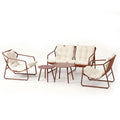 Salon de jardin 4 places terracotta et beige avec tables basses JANINA