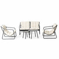 Salon de jardin 4 places gris et beige avec tables basses JANINA