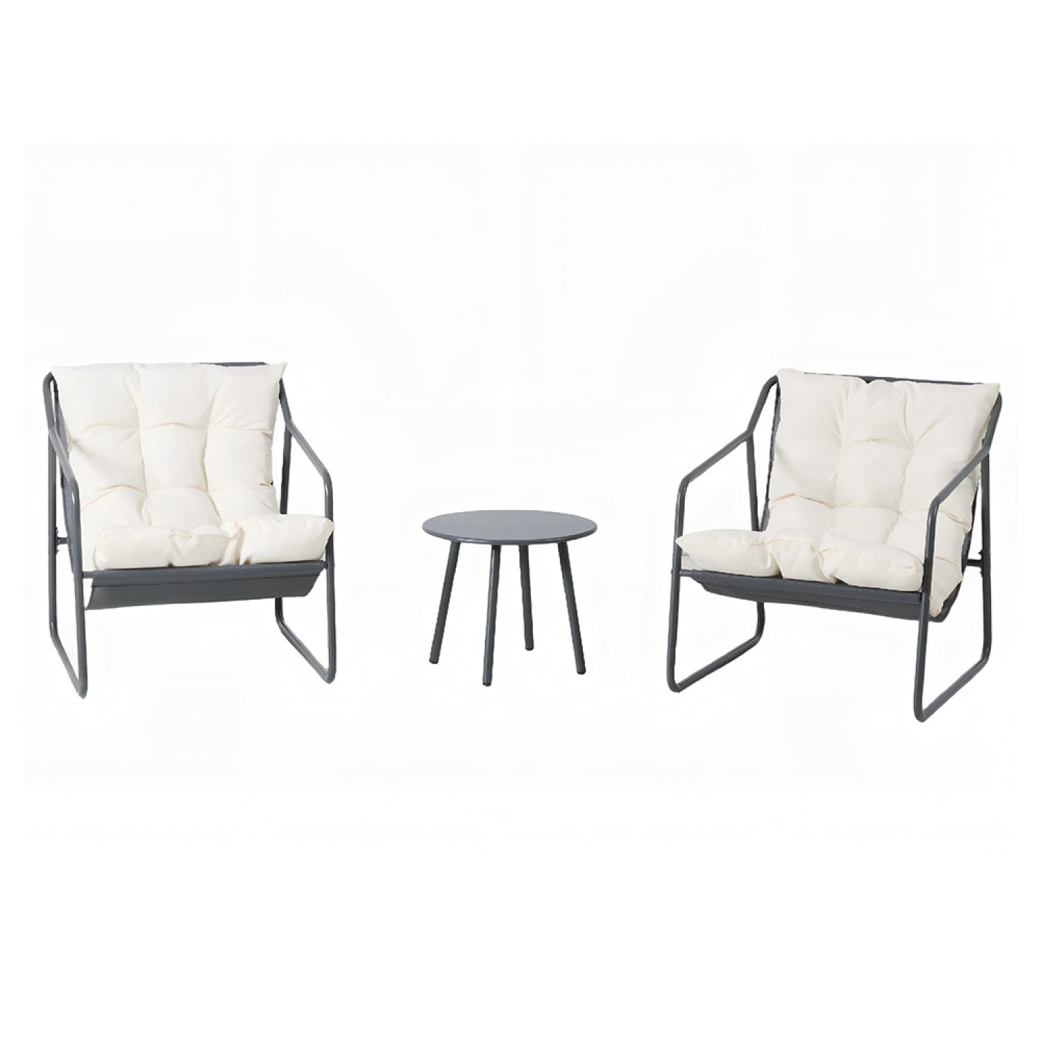Ensemble de jardin 2 fauteuils gris avec table basse JANINA