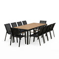Salon de jardin 10 places avec table 240cm effet bois BORACAY