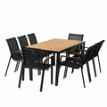 Salon de jardin 8 places avec table 190cm effet bois BORACAY