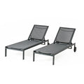 Lot de 2 bains de soleil inclinables gris foncé avec roues en aluminium MARIVA