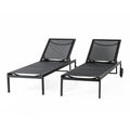 Lot de 2 bains de soleil inclinables noir avec roues en aluminium MARIVA