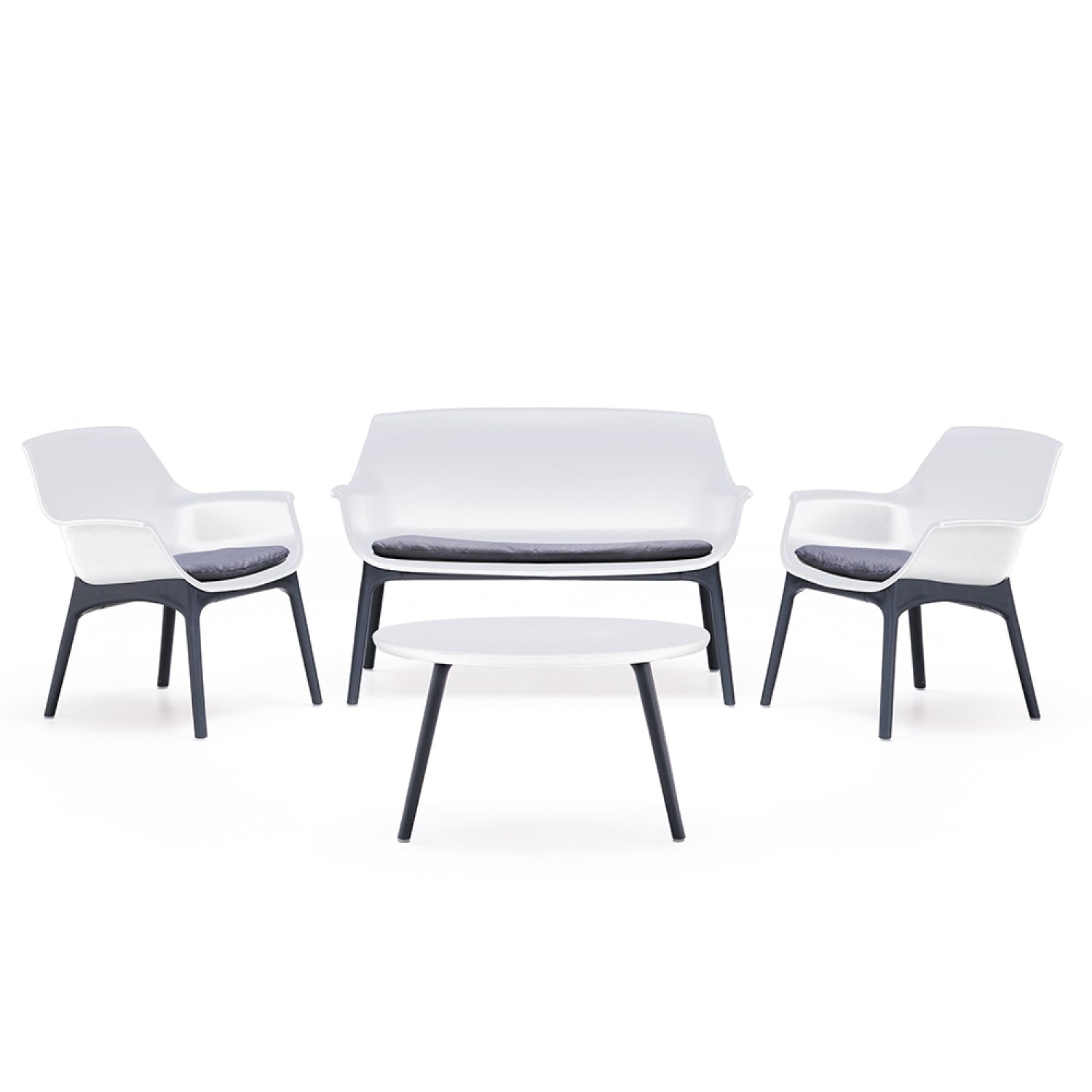 Salon de jardin 4 places blanc avec table basse BURSA