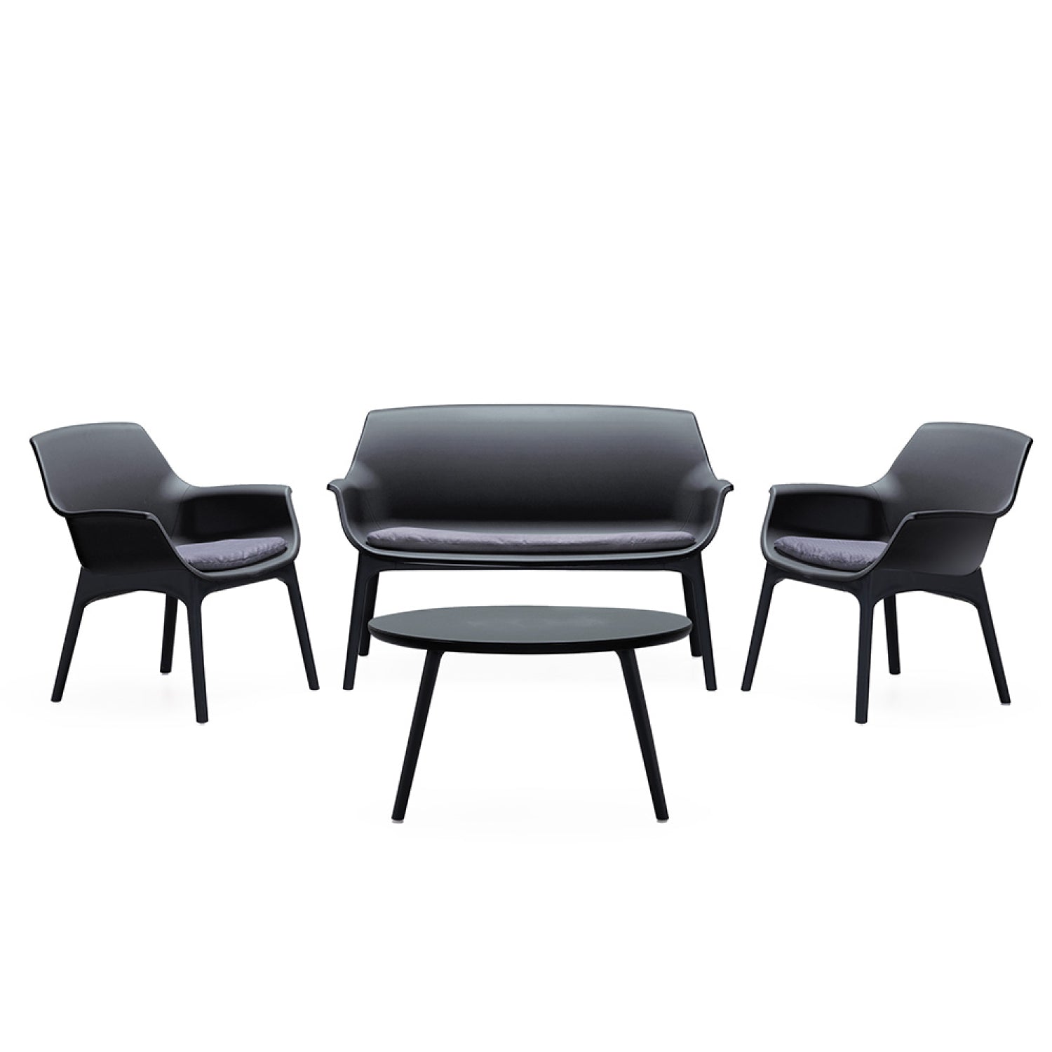 Salon de jardin 4 places gris anthracite avec table basse BURSA