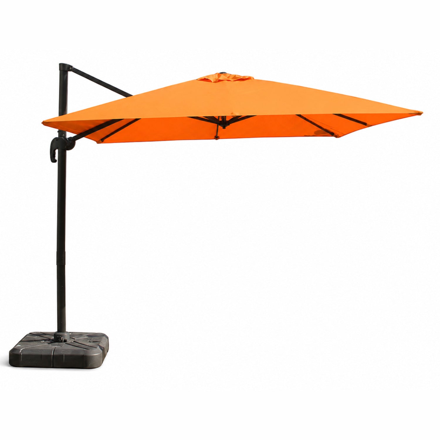 Parasol carré 3x3 déporté rotatif orange en aluminium IVARIN