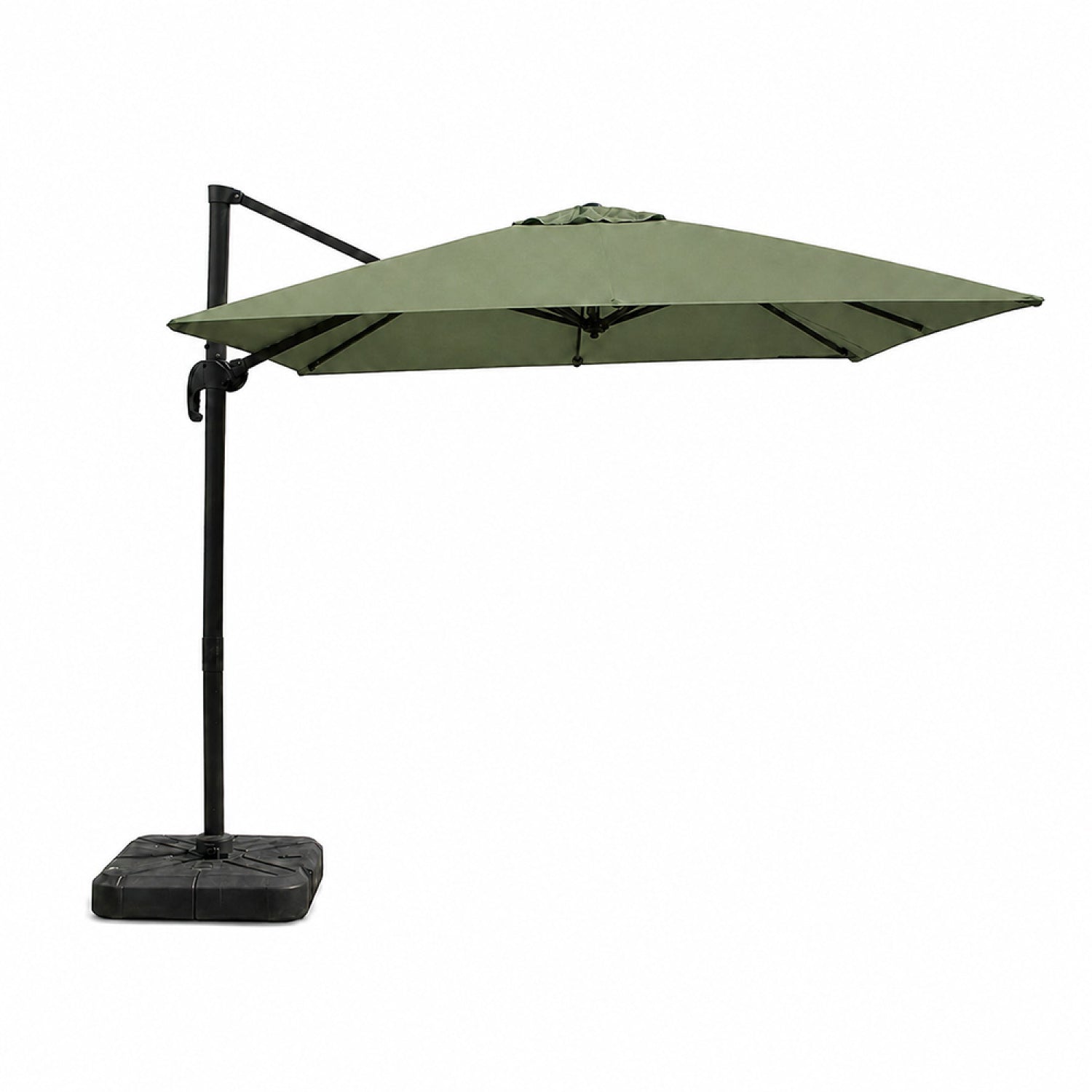 Parasol carré 3x3 déporté rotatif vert en aluminium IVARIN