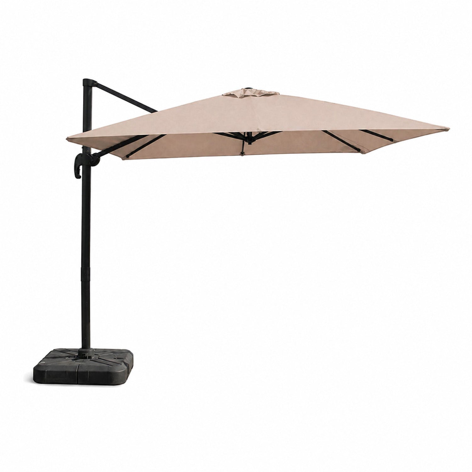 Parasol carré 3x3 déporté rotatif taupe en aluminium IVARIN