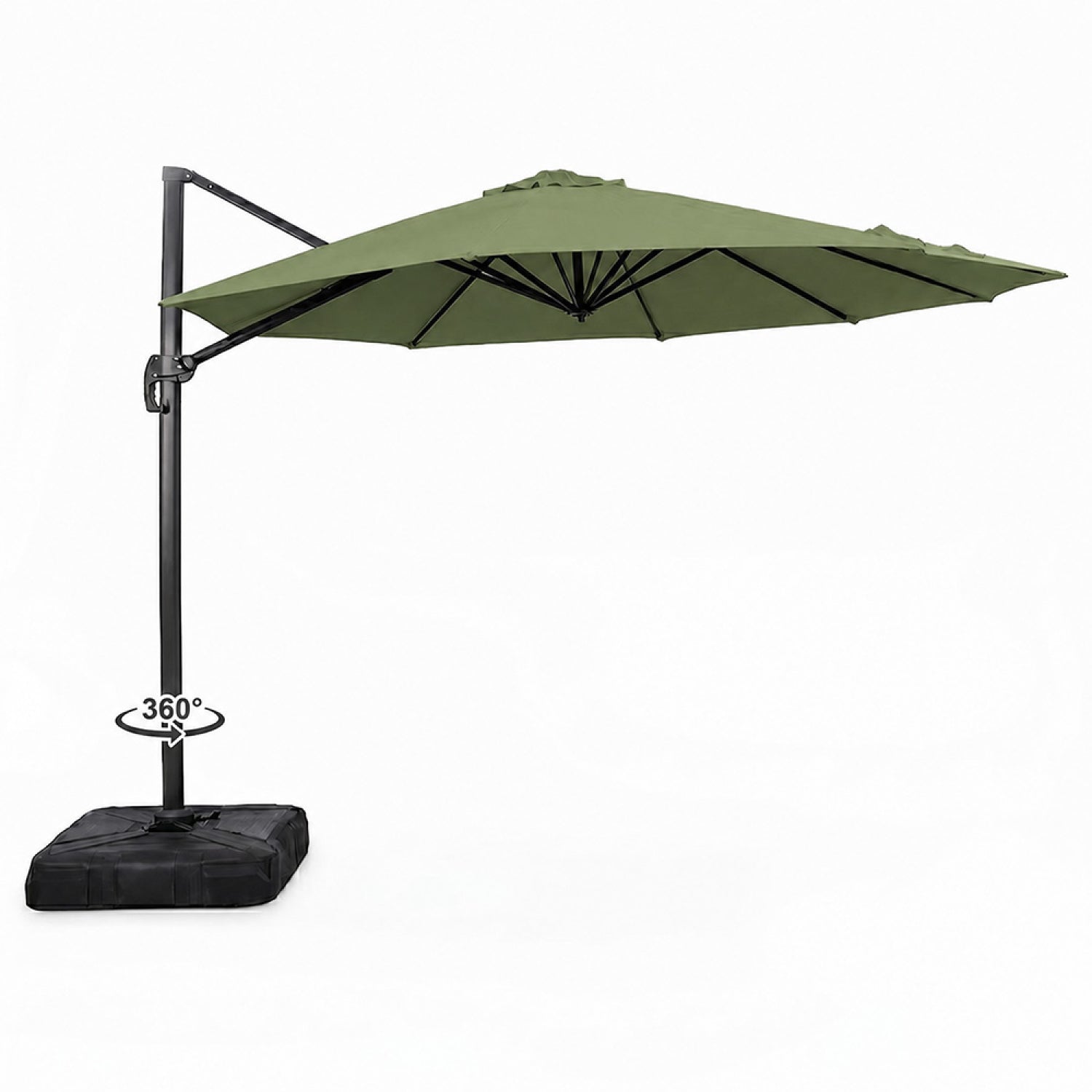 Parasol octogonal Ø 350cm déporté vert en aluminium KALENO