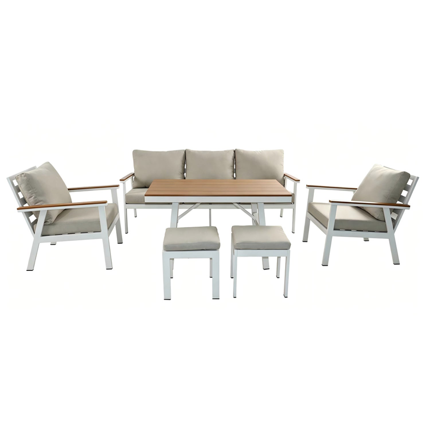 Ensemble de jardin 7 places avec table effet bois PALOLO