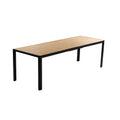 Table de jardin 240cm 10 personnes avec plateau en verre trempé effet bois JINDALEE