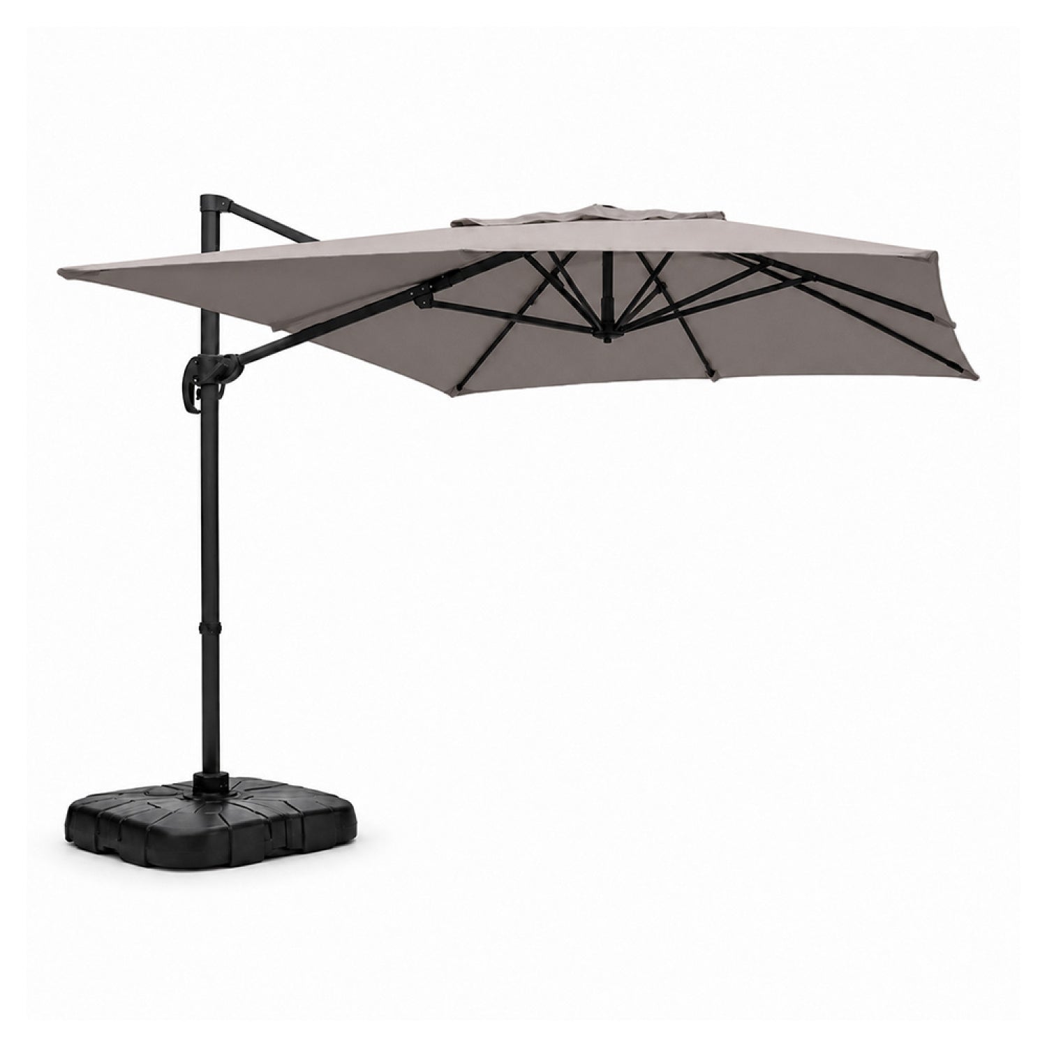 Parasol rectangulaire 2x3m déporté rotatif gris EVISA