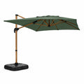 Parasol rectangulaire 2x3m déporté rotatif vert structure effet bois EVISA