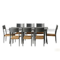 Ensemble table de jardin 200 cm et 8 fauteuils gris foncé effet rotin WATSON