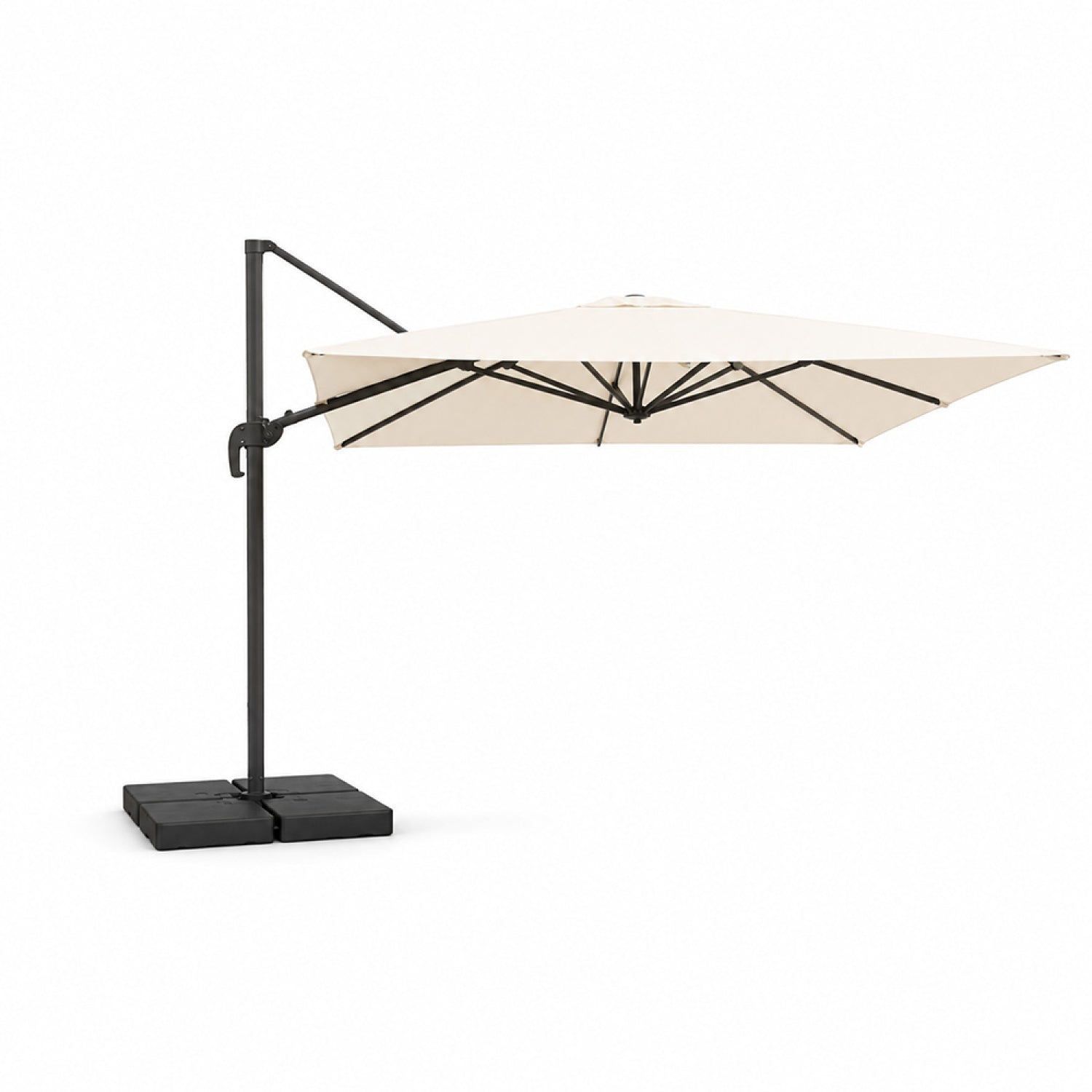 Parasol rectangulaire 4x3m déporté rotatif écru en aluminium CERET