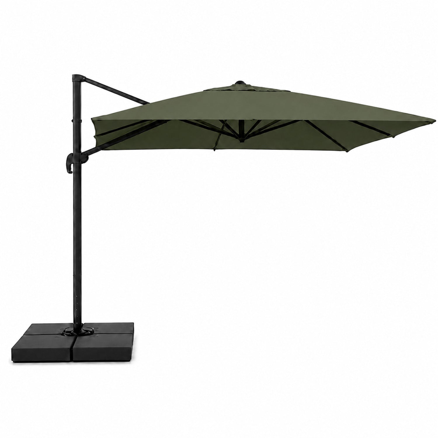 Parasol rectangulaire 3x4 déporté rotatif vert en aluminium CERET