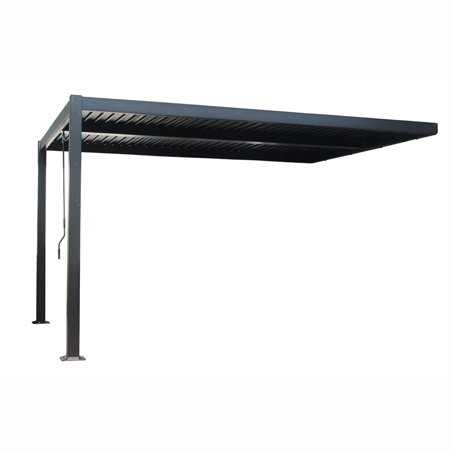 Pergola bioclimatique 4x3m adossée en aluminium noir KAMARES