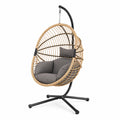 Fauteuil suspendu effet rotin avec coussin gris FAZENDA