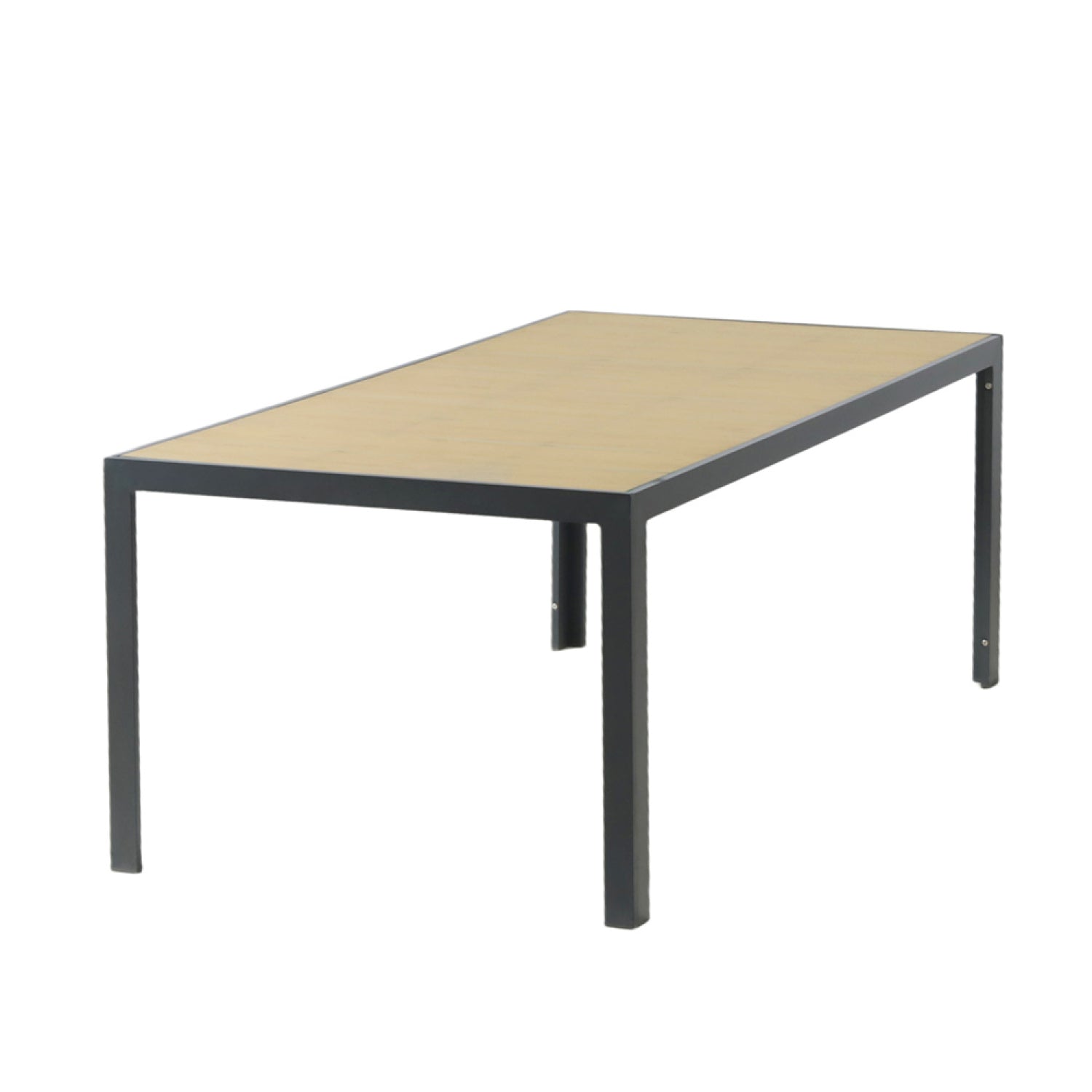 Table de jardin 200cm en aluminium et avec plateau en verre trempé effet bois FERRARA