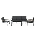Salon de jardin 5 places en aluminium gris foncé WOOL