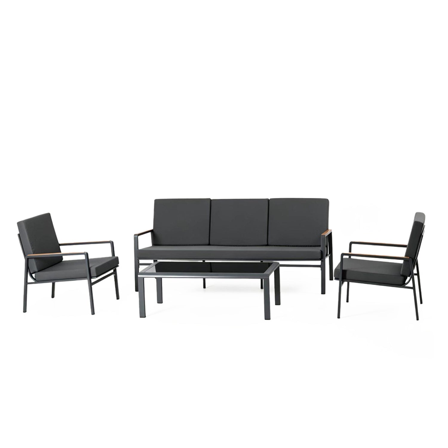 Salon de jardin 5 places en aluminium gris foncé WOOL