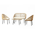 Salon de jardin 4 places avec table basse effet rotin naturel RAVEL